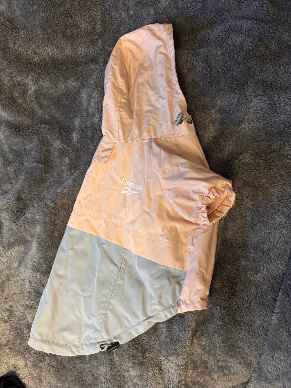Reebok Pink and Light Gray Hooded Dog Raincoat